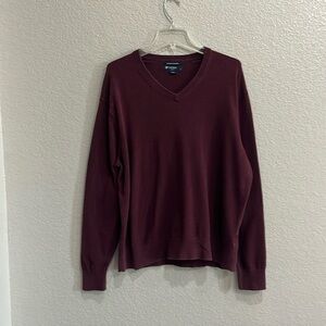 Cremieux classics pebbled burgundy cotton cashmere blend mens sweater Large